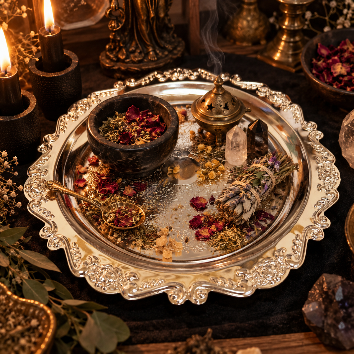 Ornate Silver Altar Tray