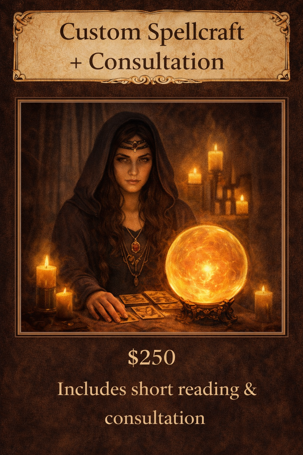 Custom Spellcraft + Consultation (Includes Short Reading) — $250