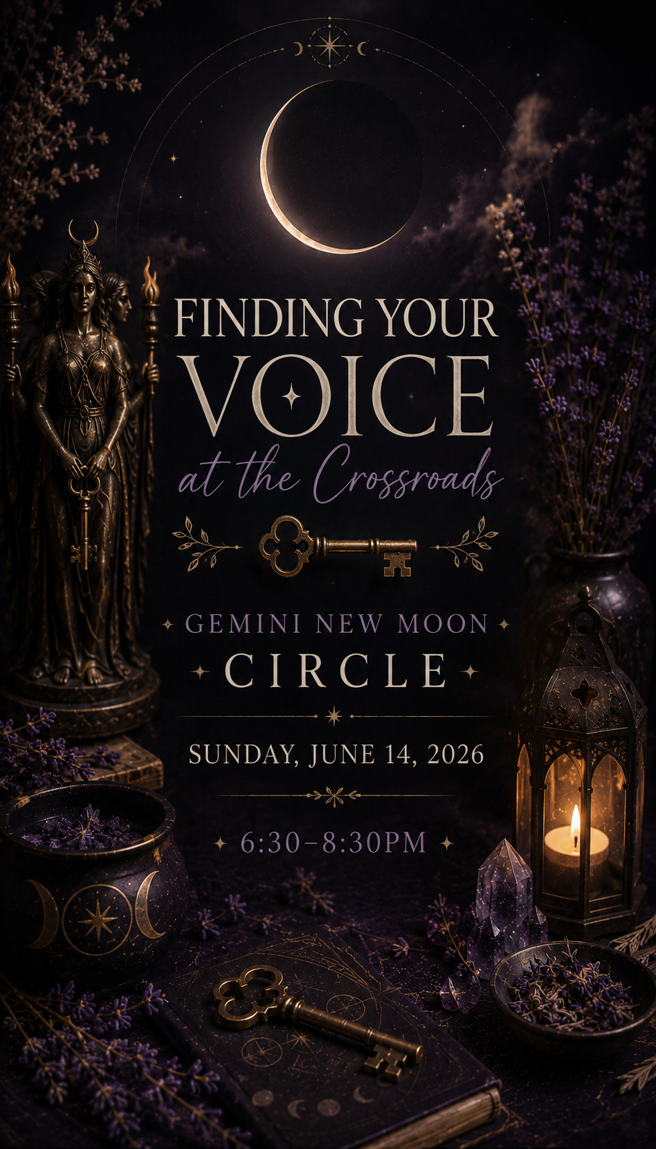 Finding Your Voice at the Crossroads: Gemini New Moon Circle Sunday, June 14th, 2026 6:30-8:30PM