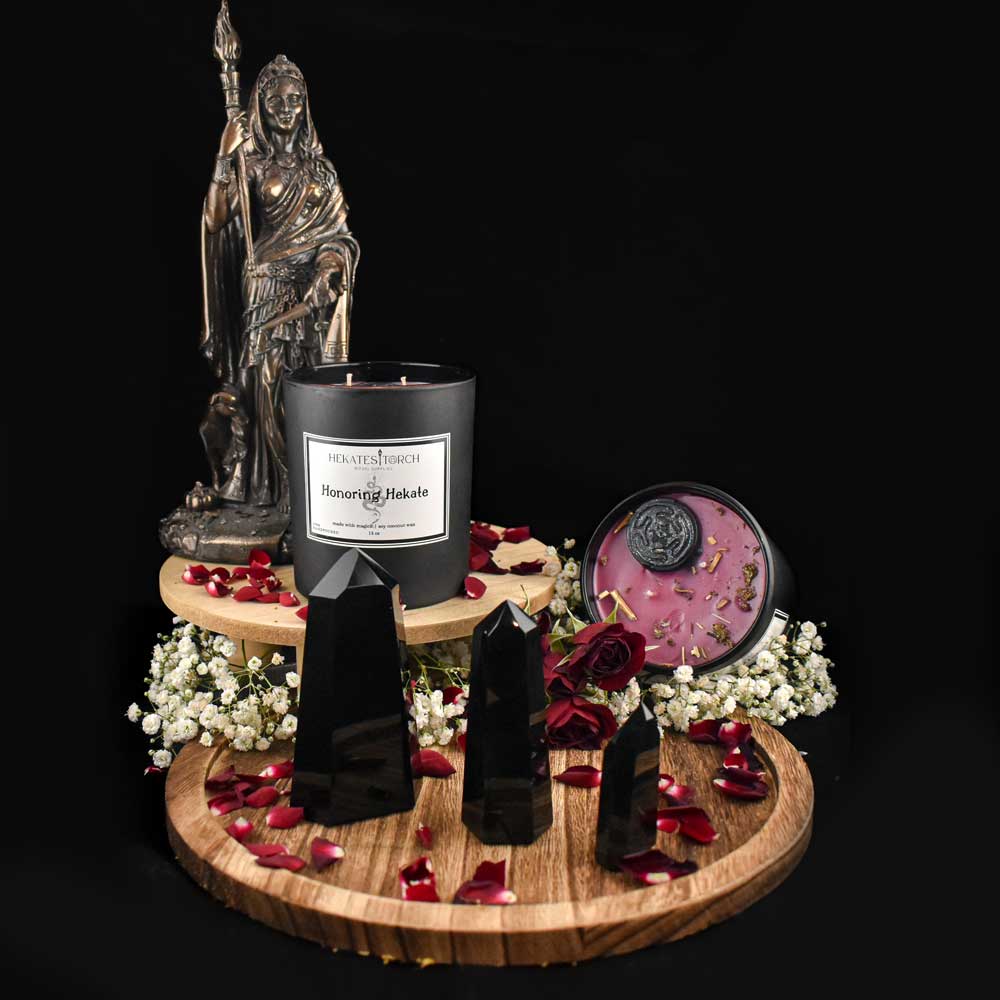 Cypress and Bayberry olive tree Ritual Candle Honoring Hekate showcase