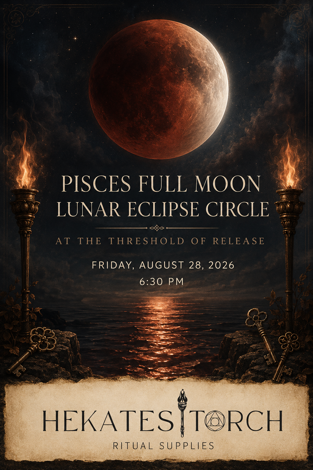 Pisces Full Moon Lunar Eclipse Circle: Friday August 28th 6:30-8:30PM